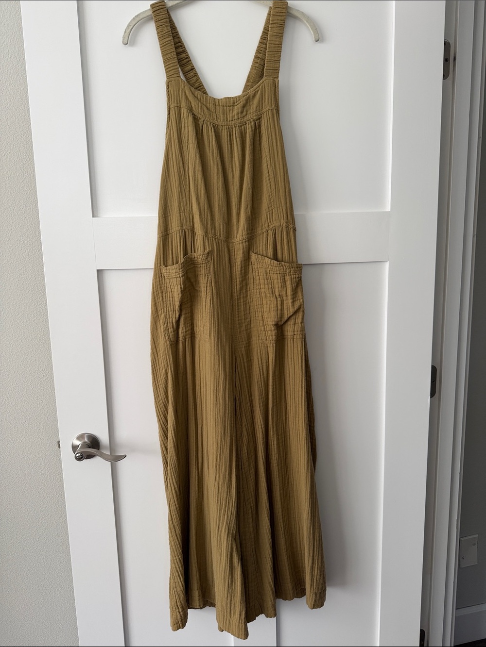 Natural Life gauze overall romper- tan